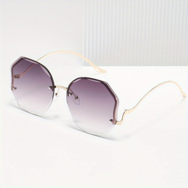Ombre Rimless Sunglasses Round Gradient UV400 Sun Shades