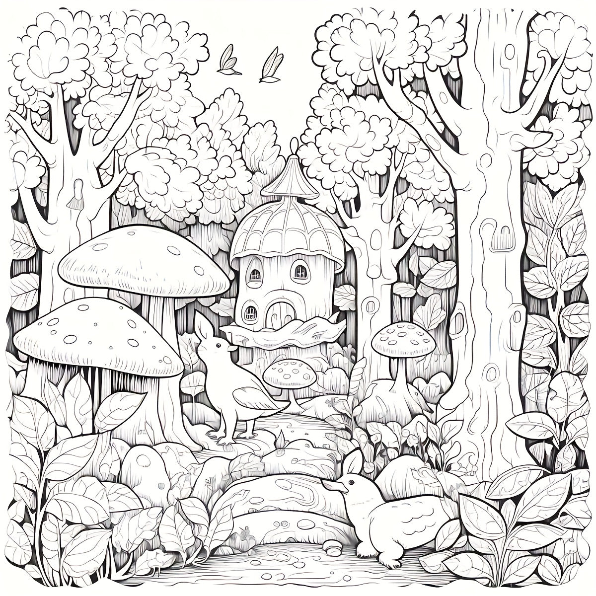 Psychedelic Forest Coloring Book for Adults Mystical Mushroom Art