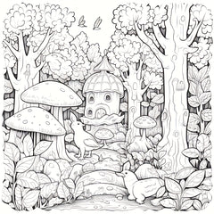 Psychedelic Forest Coloring Book for Adults Mystical Mushroom Art