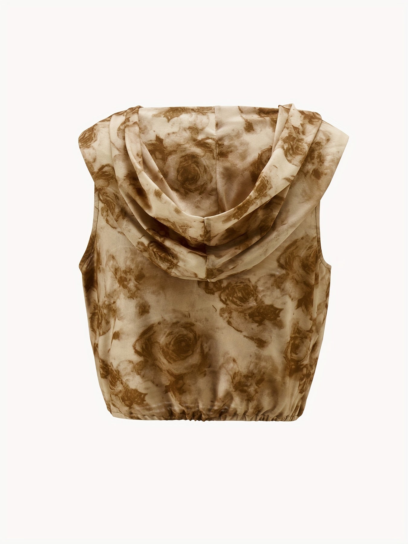 Grunge Rose Sleeveless Hoodie Y2K Surplice Crop Top