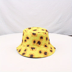 Sunflower Double sided Bucket Hat Sunshade All match Men Women
