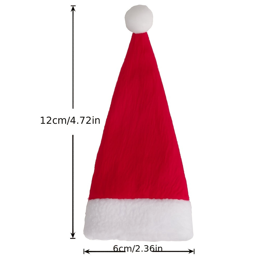 10pcs Mini Santa Hat Cup and Fork Cover Christmas Wine Bottle Covers
