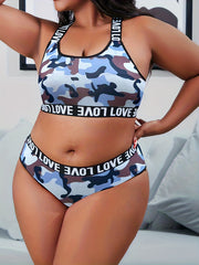  Camo Print Sports Lingerie Set