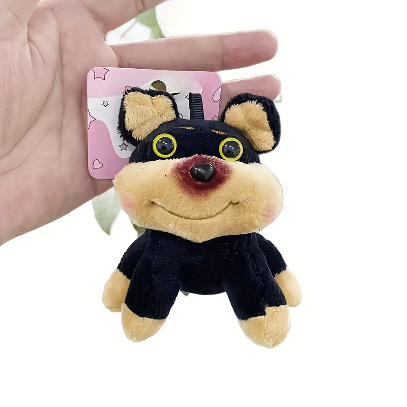 Plush Bee Dog Keychain Cartoon Yellow Eyes Red Nose Durable Fabric Bag Pendant