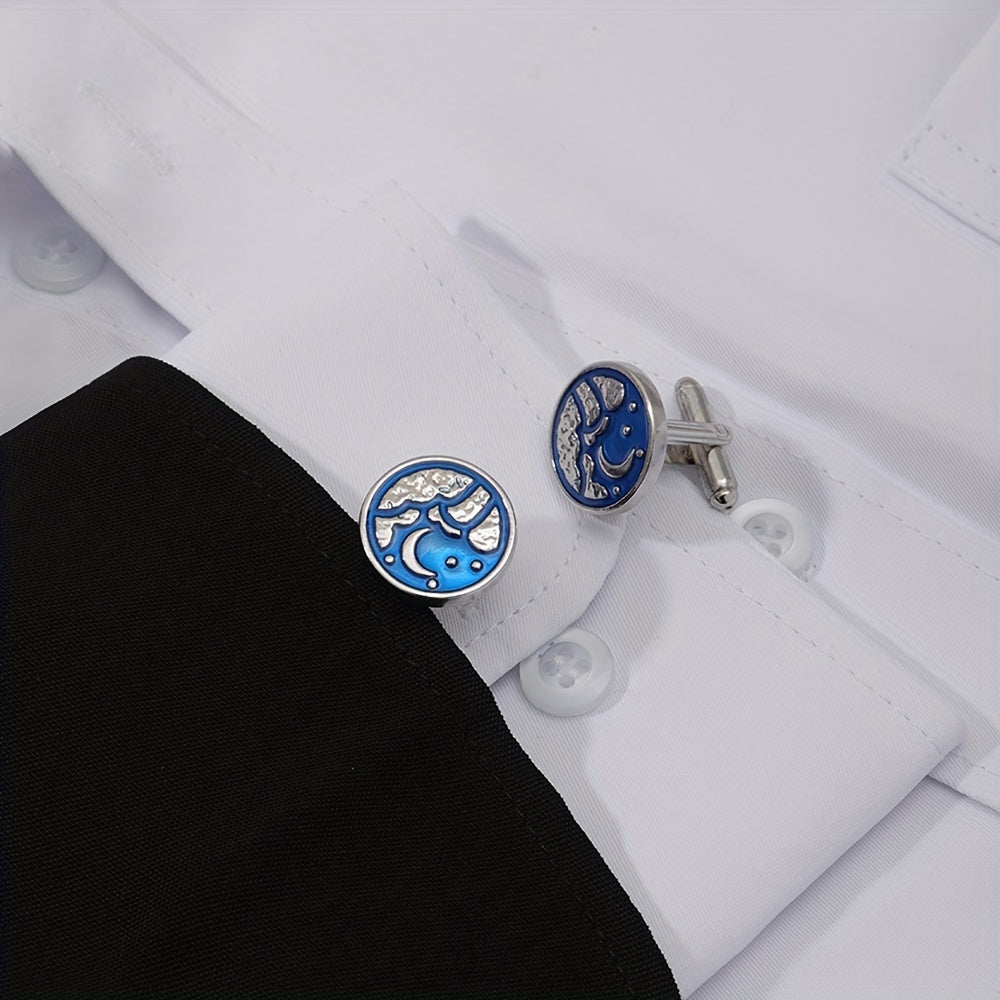 Round Map Cufflink For Men Shirt Cufflinks Wedding Suit