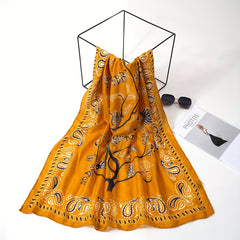 Vintage Paisley Tree Print Scarf Boho Brown Shawl