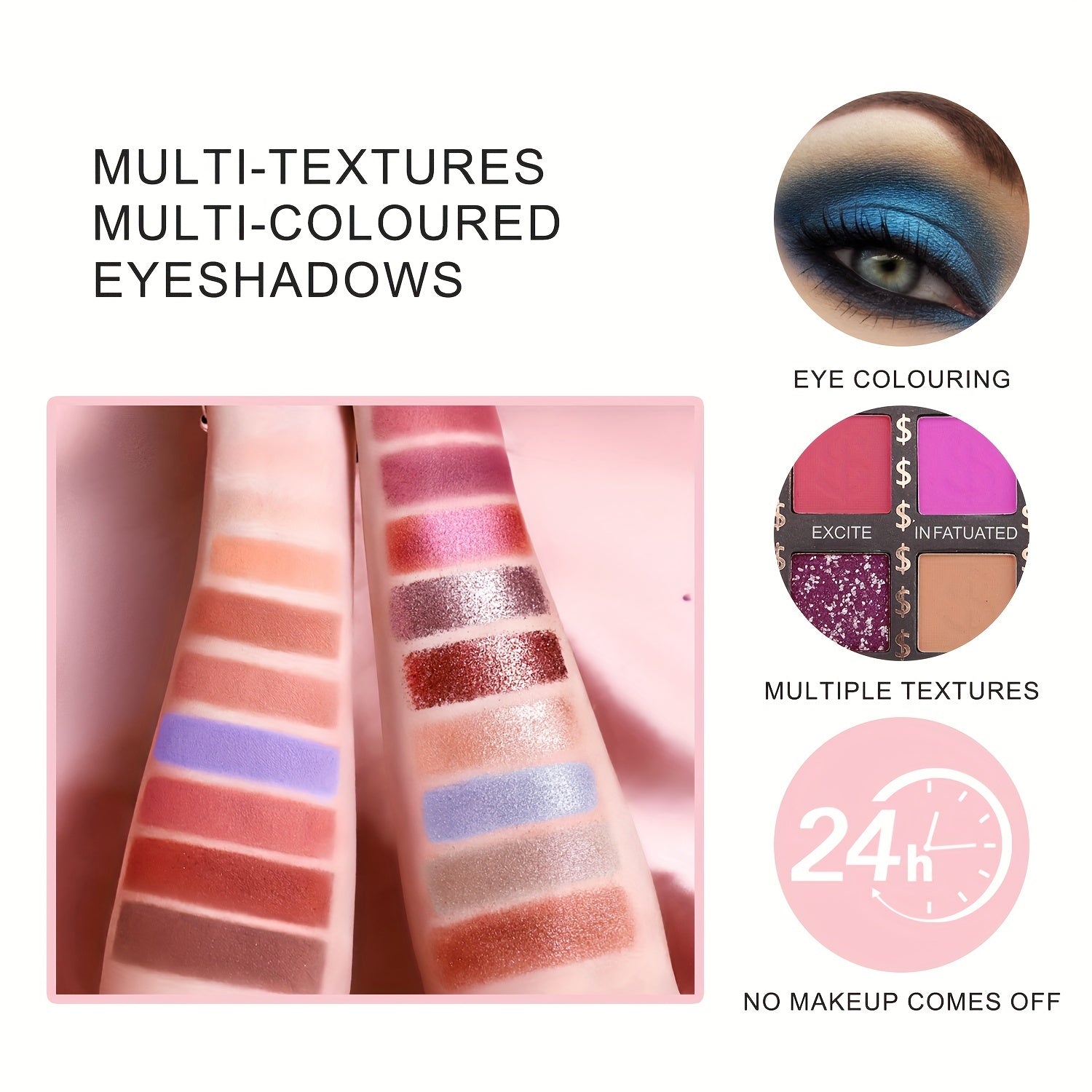 18 Colors Eyeshadow Palette Pearly Matte Shimmer Glitter Finish