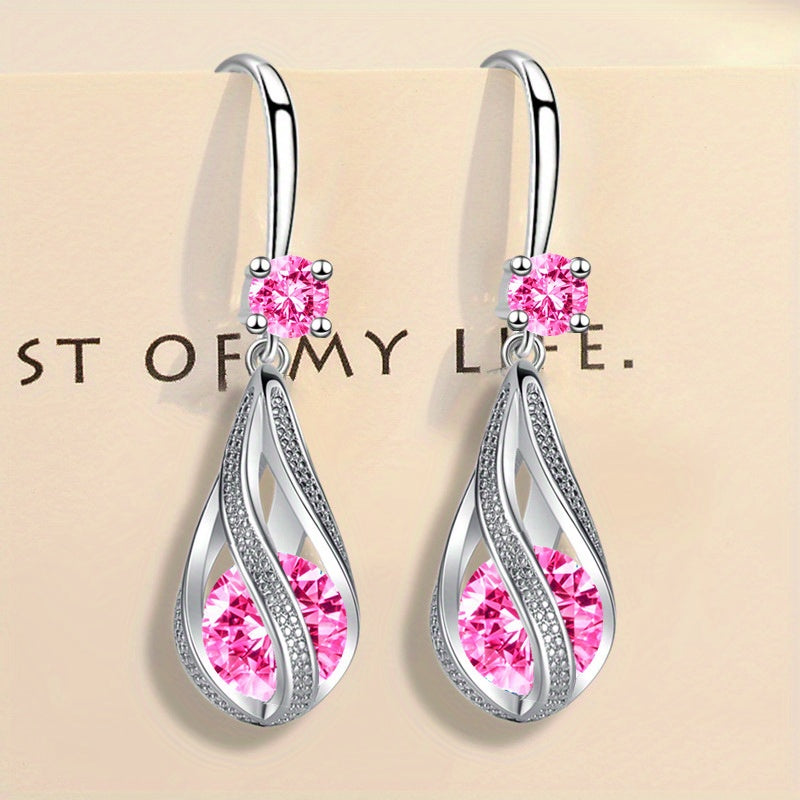 Rotating Teardrop Shape Crystal Earrings for Women Girls