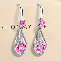 Rotating Teardrop Shape Crystal Earrings for Women Girls