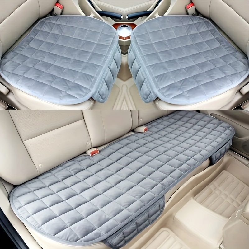 Checkered Thickened Car Cushion Pads Front Rear Seat Covers 1 2 3 Pack