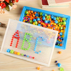 296pcs Mushroom Nail Puzzle Counting Peg Board Mosaic Jigsaw