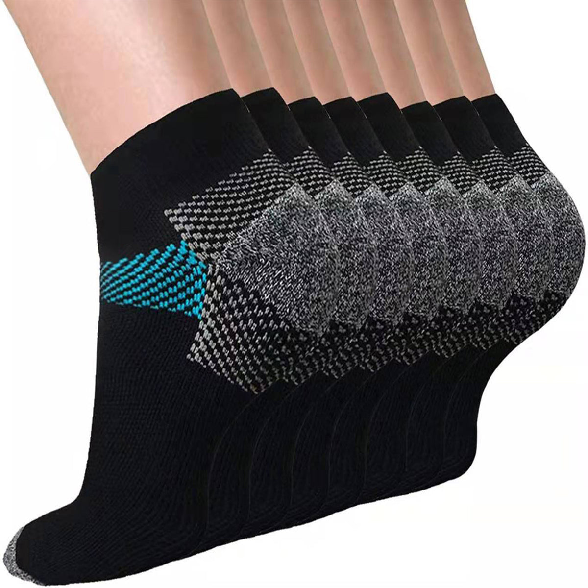 8 Pairs Compression Ankle Socks - Sports, Running, Ideal for Men and Women