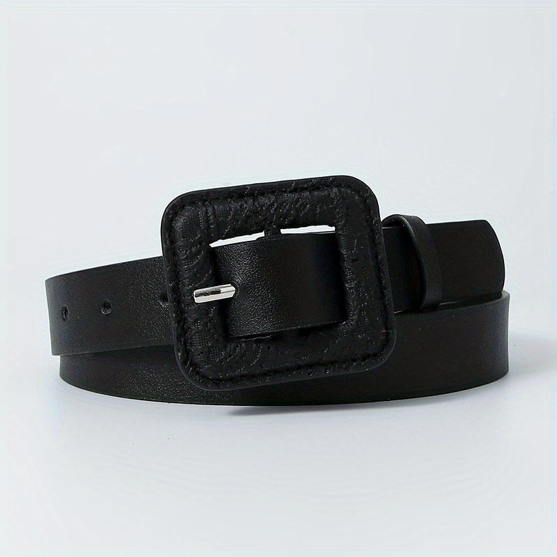 Vintage Square Buckle PU Belt Wide Belt for Women