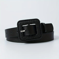 Vintage Square Buckle PU Belt Wide Belt for Women