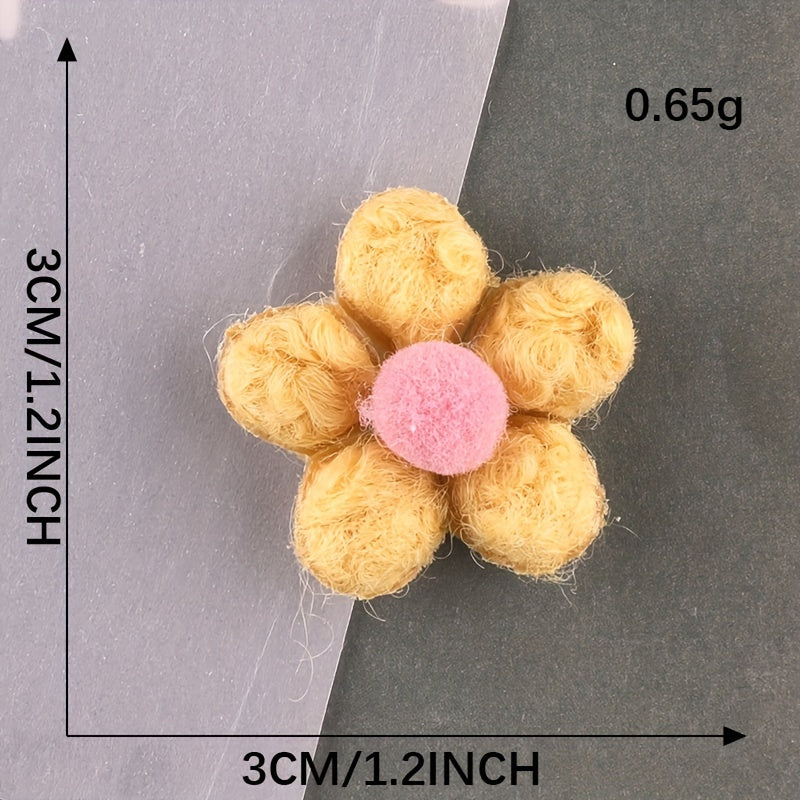 5pcs Plush Flower Hair Accessories for Girls Hat DIY
