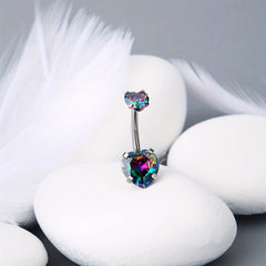 Colorful Zircon Belly Button Ring Stainless Steel Piercing Jewelry