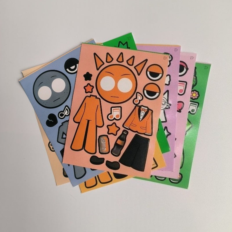 8 Sets Rhythm Box DIY Stickers Sprunki Game Replacement Stickers