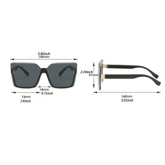 Vintage Oversized Square Sunglasses Women Rimless Shades Gradient Lens