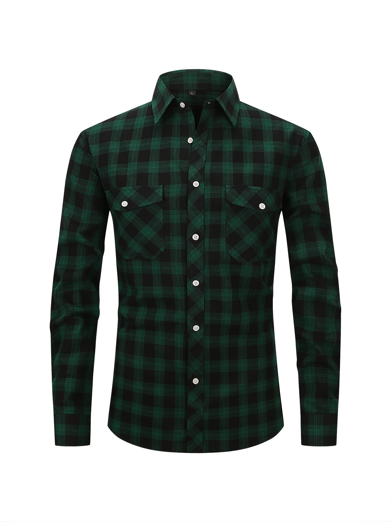 Men's Plaid Button Down Long Sleeve Shirt with Pocket
