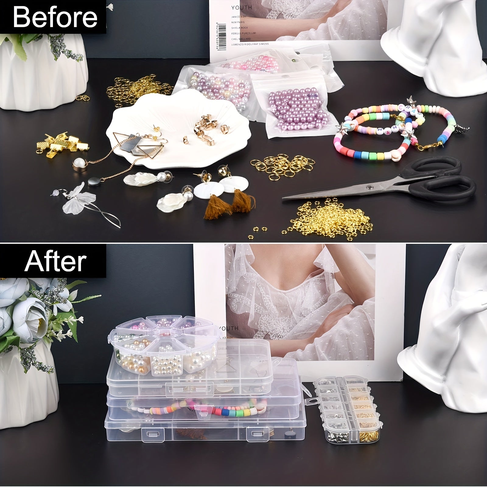 Transparent Plastic Storage Box Jewelry Organizer Case