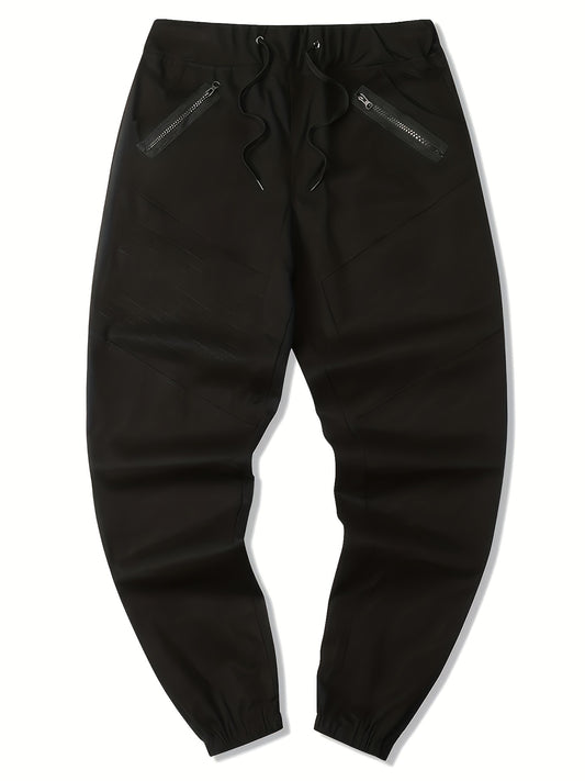Men's Drawstring Cargo Pants with Zip Pockets