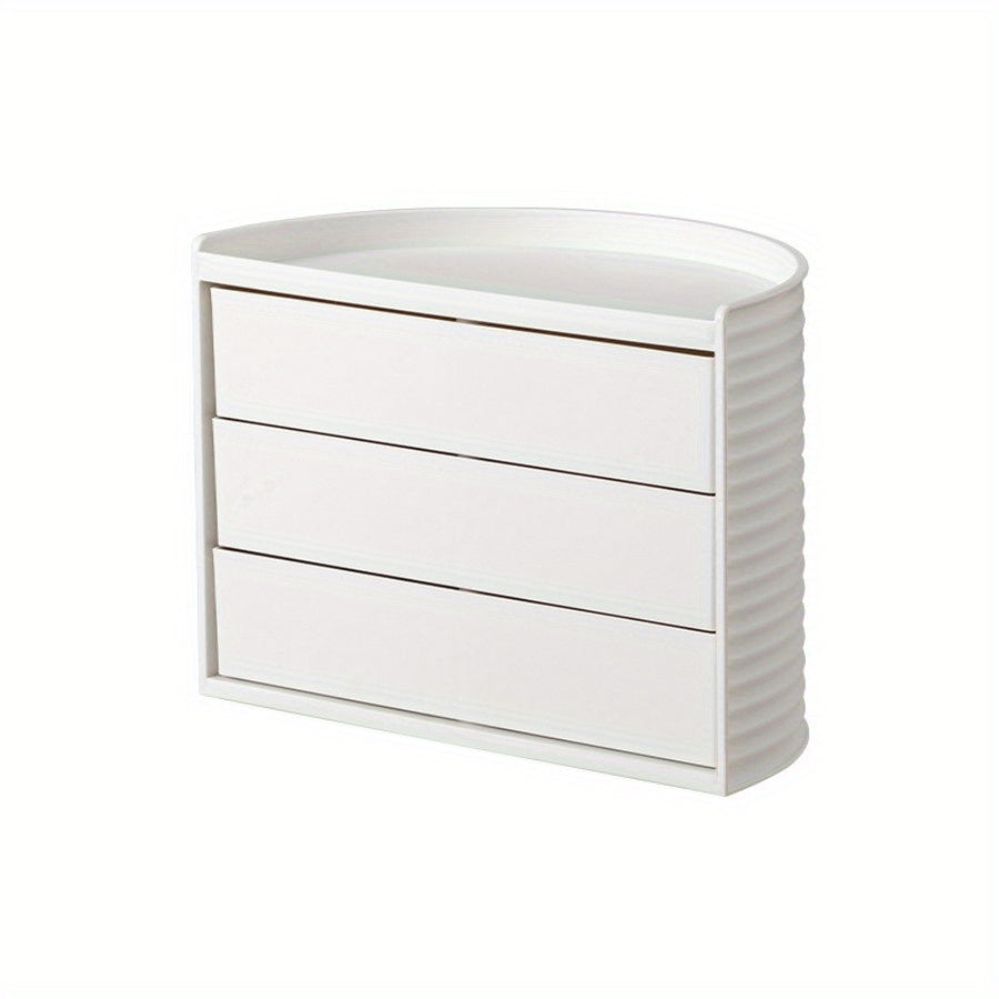 Rotatable Jewelry Storage Box Dustproof Layer for Makeup and Accessories