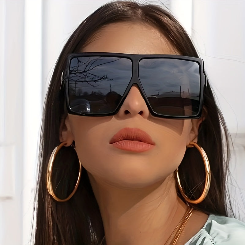 Oversized Square Sunglasses Flat Top UV400