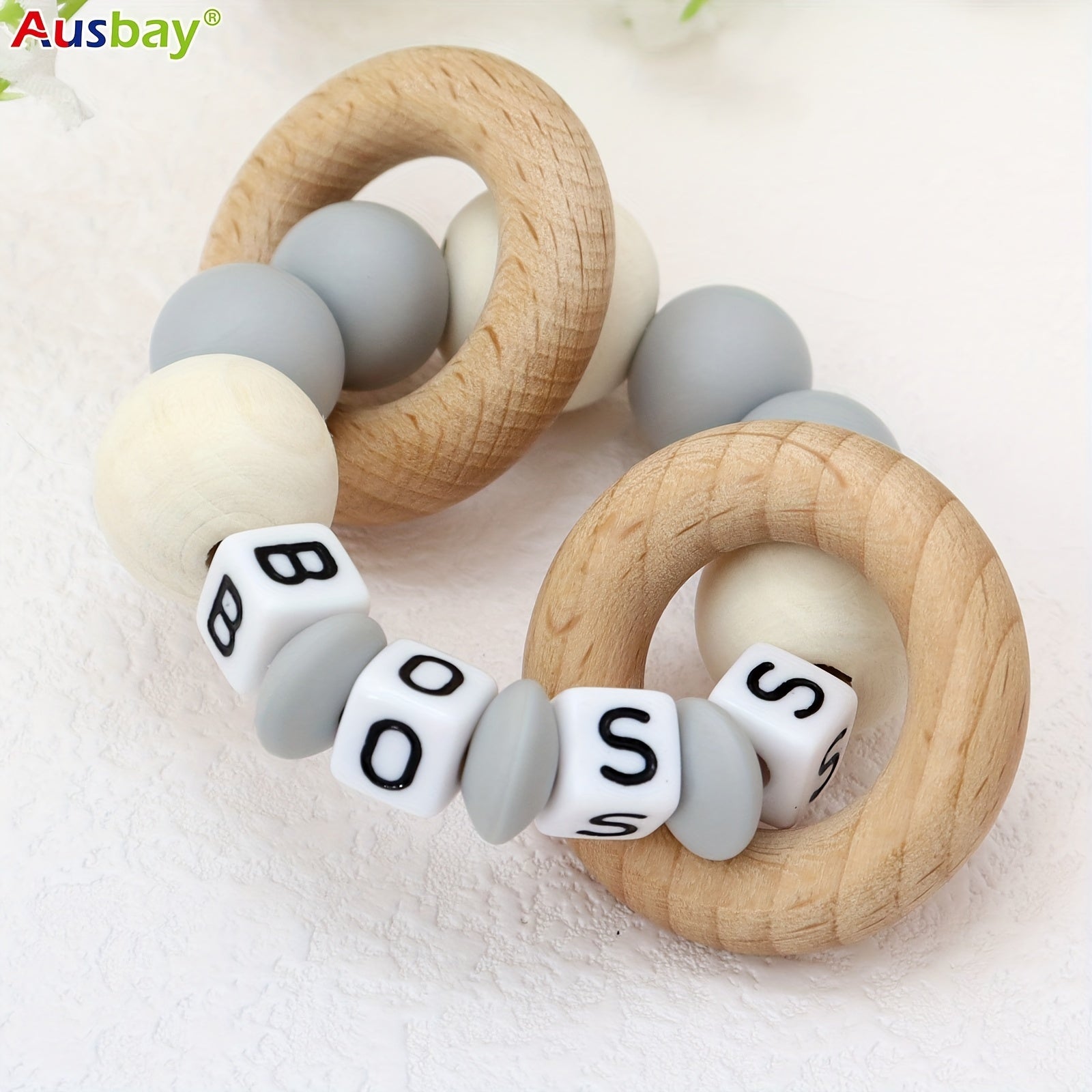 Personalized Name Rattle Toy with Teething Toys