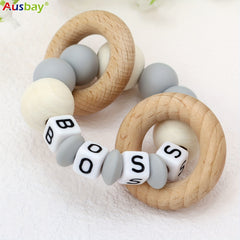 Personalized Name Rattle Toy with Teething Toys
