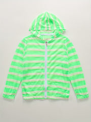 Summer Children's Striped Round Tie Hooded Sunscreen Cardigan