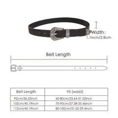 Western Turquoise Engraved Buckle Belt Vintage PU Leather Jeans Pants Belt