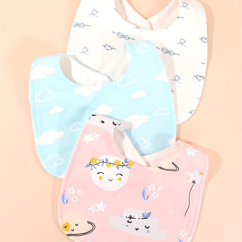 3pcs Baby Feeding Drool Bibs Infant Cotton Soft Burp Cloths For Newborn