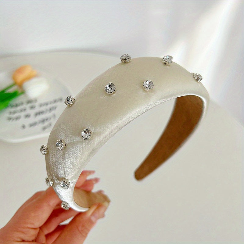 Rhinestone Wide Head Hoop Padded Hair Accessories