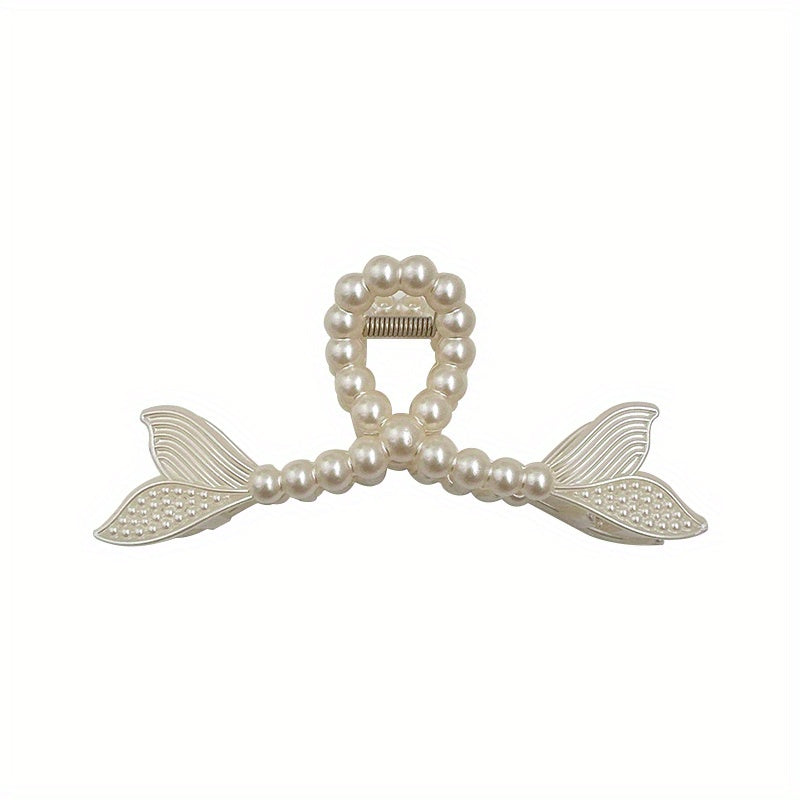 Mermaid Tail Hair Claw Clip Faux Pearl Banana Clip Acrylic Jaw Clamp