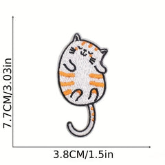 15pcs Cat Family Embroidery Patches For Men Computer Cartoon Kitten Ironing