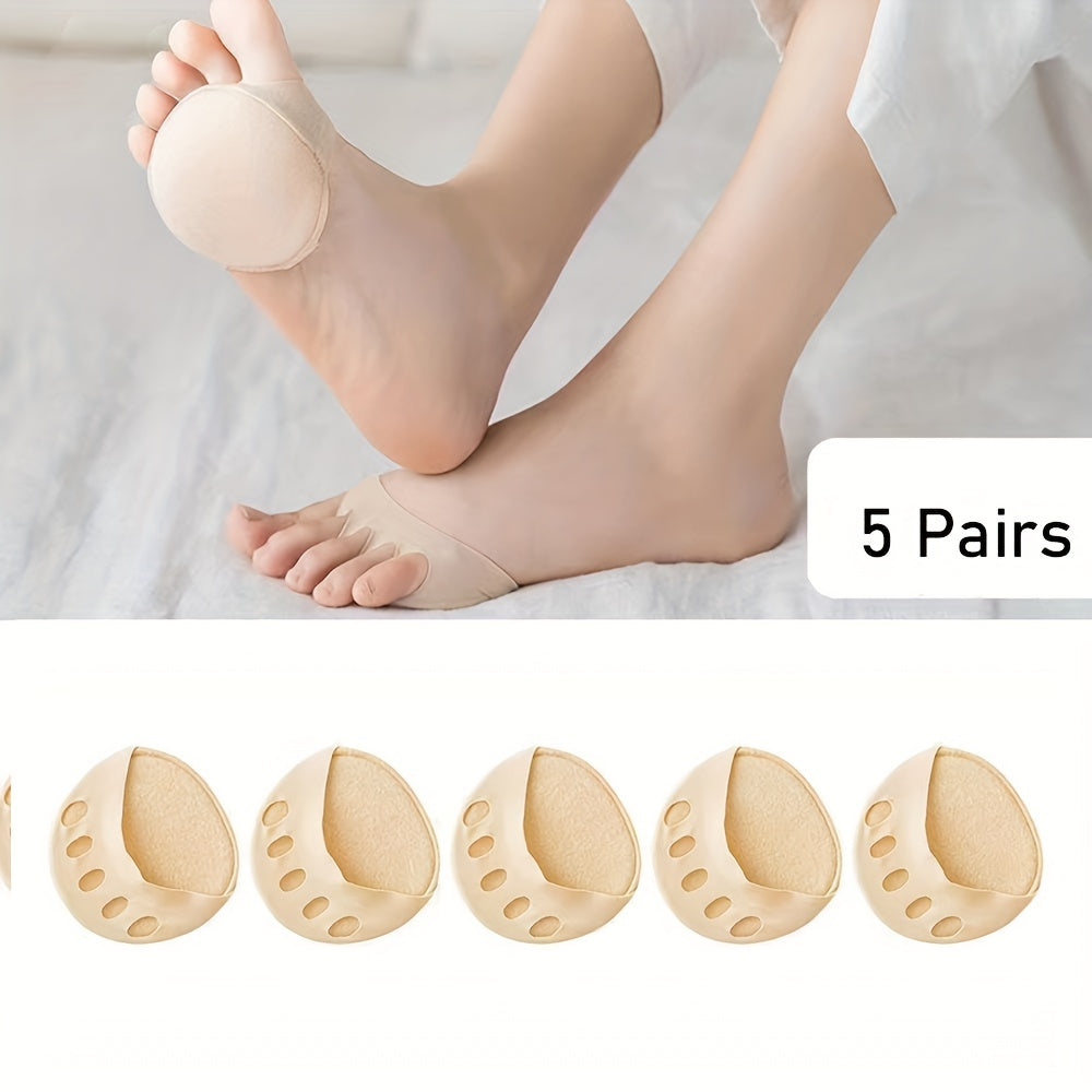 5 Pairs Forefoot Cushion Pads Non slip High Heel Insoles Invisible Socks