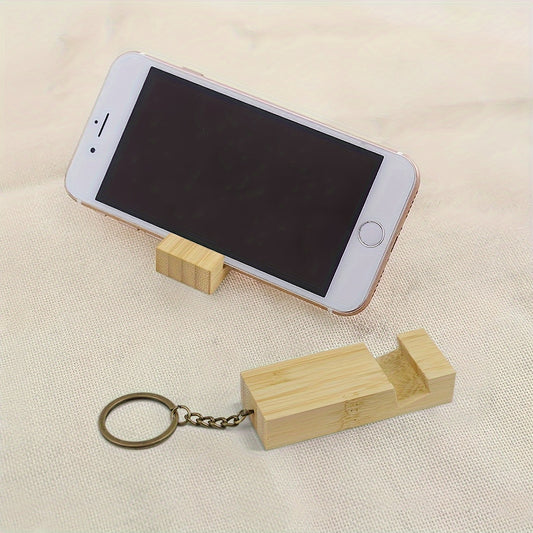 Bamboo Keychain Mobile Phone Holder Backpack Pendant