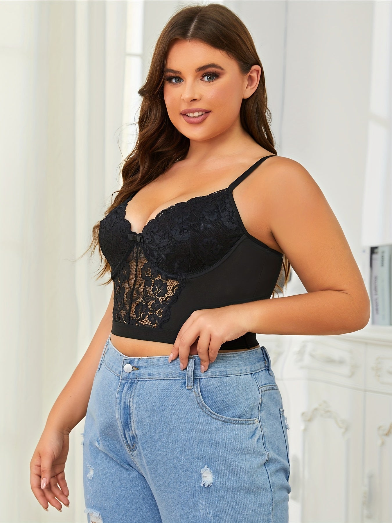  Lace Tummy Control Bustier Cami Top