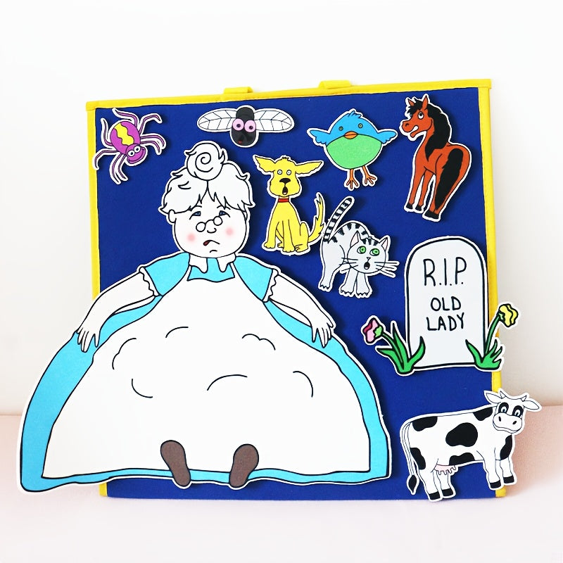 9 Pack Felt Cloth Old Woman Swallowed Fly Classroom Apron Teaching Aids