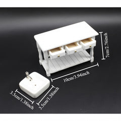 Dolls House Furniture Model Dining Room Wooden Table with Drawers