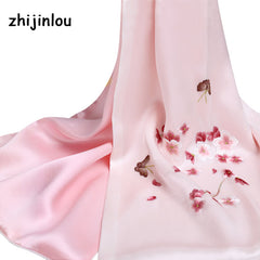 Rose Embroidery Silk Scarf - Women's Shawl