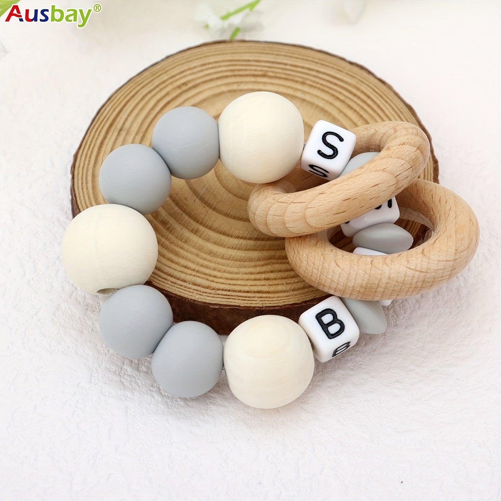 Personalized Name Rattle Toy with Teething Toys