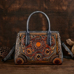 Vintage Floral Embossed Tote Bag Large Capacity Handbag & Crossbody Purse