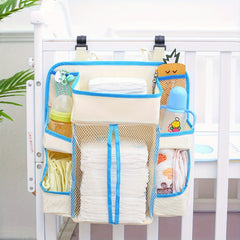 Detachable Crib Organizer Bedside Storage Bag Diaper Caddy Washable Polyester