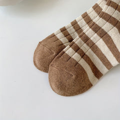 5 Pairs Striped Crew Socks Mid Tube Socks Women's Stockings & Hosiery