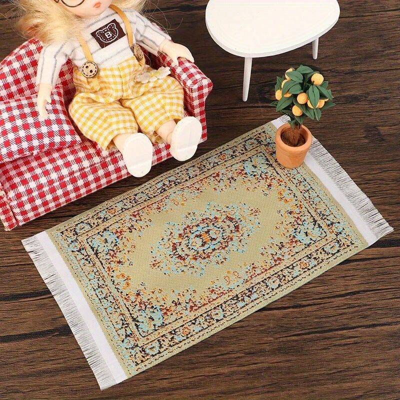 Vibrant Dollhouse Rug 1pc Compact Durable Textile for Decor