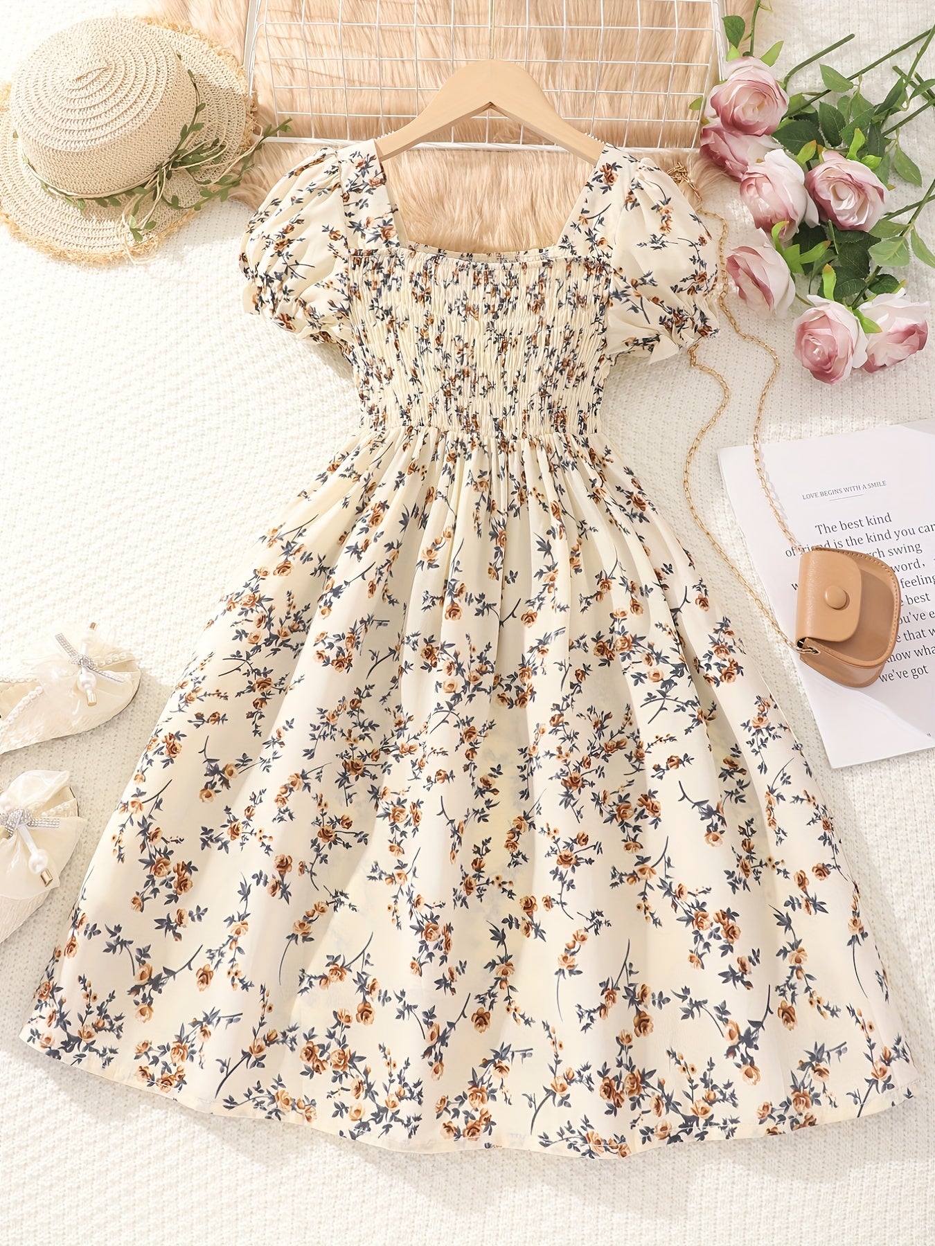 Girls Floral Graphic Dress for Summer Holiday Party