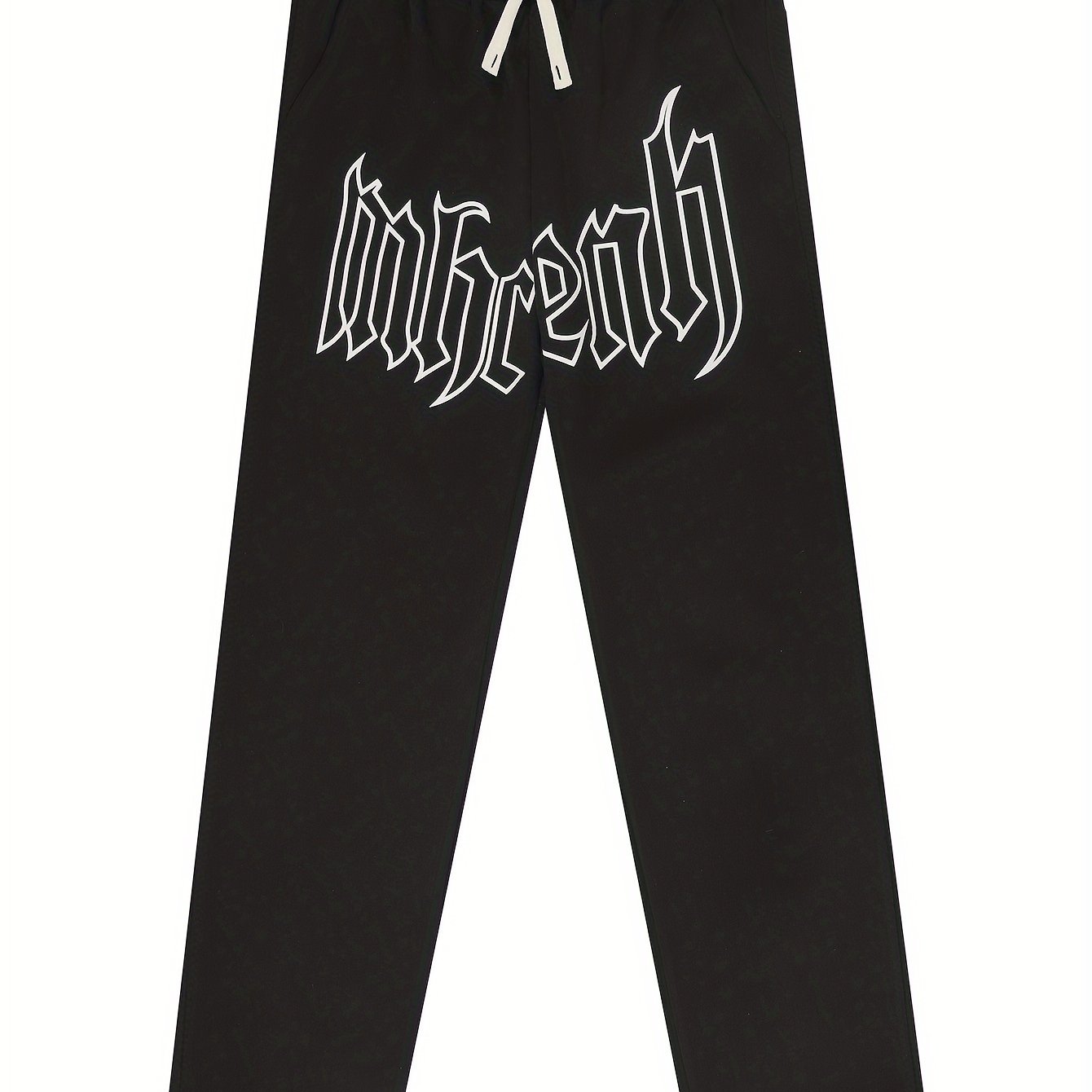 Men's Loose Letters Pattern Pants w/ Pockets Drawstring Trousers