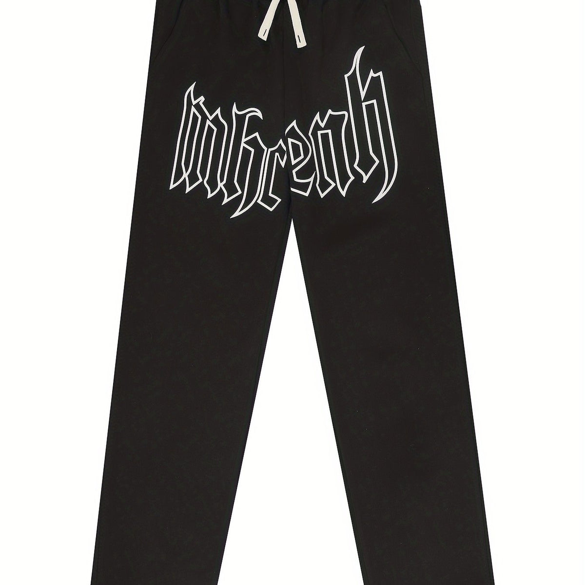 Men's Loose Letters Pattern Pants w/ Pockets Drawstring Trousers