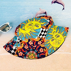 Unisex Sunshade Bucket Hat Sun Sea Pattern Outdoor Vacation Travel
